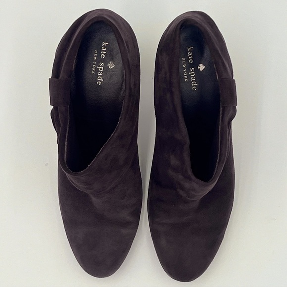Kate Spade Brown Suede Bow Ankle Booties Heels Slip-On Block Heel Women’s Size 8 - Picture 7 of 8